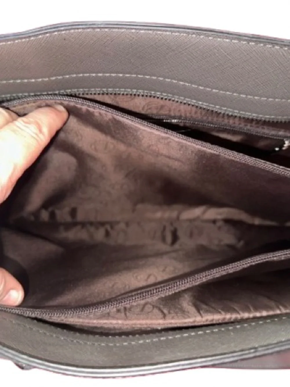 IAUTU Dark Gray Leather Tote with Detachable Strap
